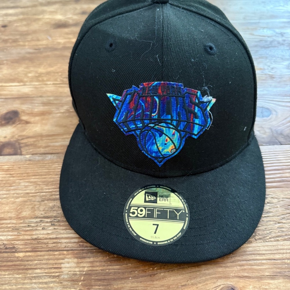 New Era 59FIFTY New York KNICKS Basketball Size 7 Black Xavier NBA Hat‎ NEW